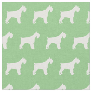 Miniature Schnauzer Dog Silhouette Pet Sage Green Fabric