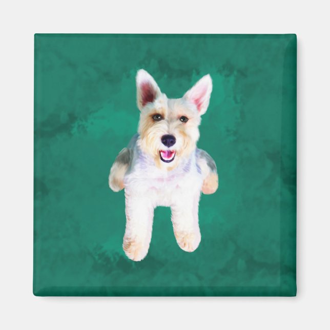 Miniature Schnauzer Dog Water Colour Art Painting Magnet (Front)