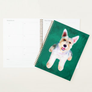 Miniature Schnauzer Dog Water Colour Art Painting Planner