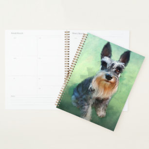Miniature Schnauzer Dog Water Colour Art Painting Planner