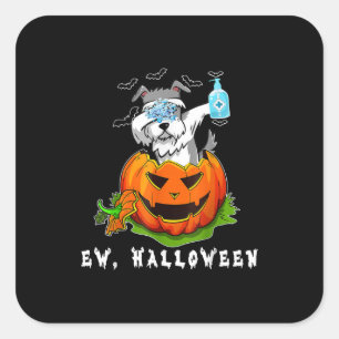 Miniature Schnauzer Ew Halloween Pumpkin Washing Square Sticker