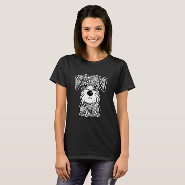 Miniature Schnauzer Face Graphic Art T-Shirt (Front Full)