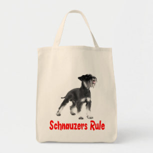 Miniature Schnauzer Grey Puppy Dog Red Love Tote Bag
