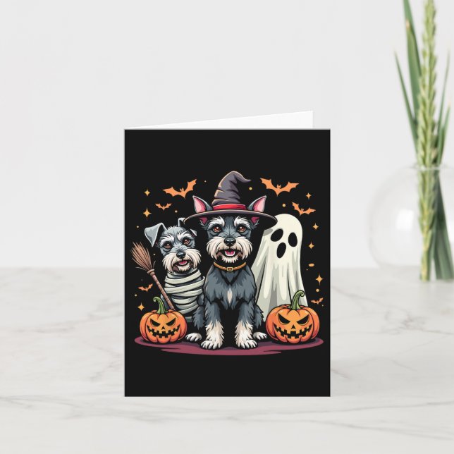 Miniature Schnauzer Halloween Costume Mummy Witch  Card (Front)