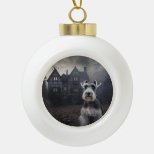 Miniature Schnauzer Halloween Scary Ceramic Ball Christmas Ornament