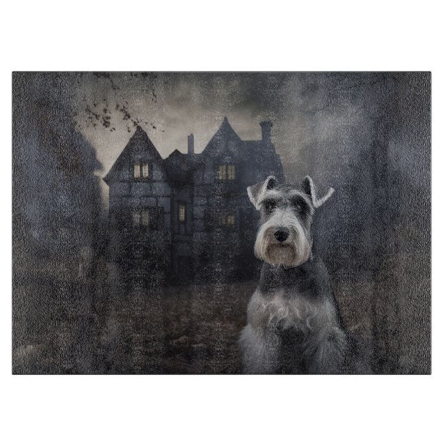 Miniature Schnauzer Halloween Scary Cutting Board (Front)