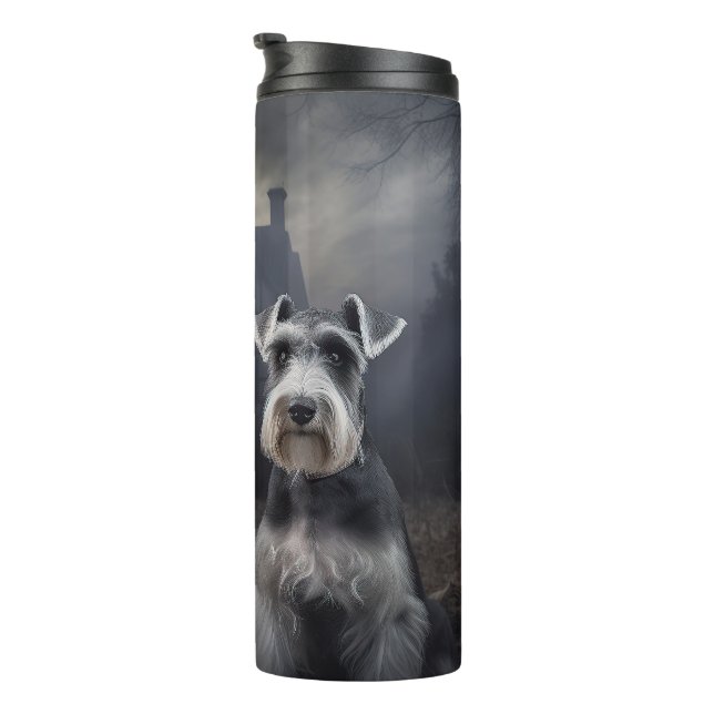 Miniature Schnauzer Halloween Scary Thermal Tumbler (Rotated Right)