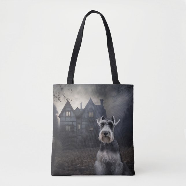 Miniature Schnauzer Halloween Scary Tote Bag (Front)