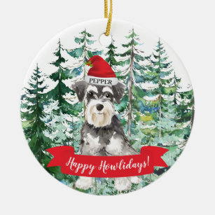 Miniature Schnauzer Happy Howlidays Dog Ceramic Ornament