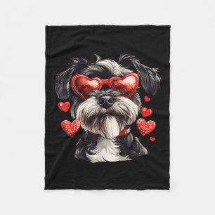 Miniature Schnauzer Heart Gles Valentines Day Dog Fleece Blanket