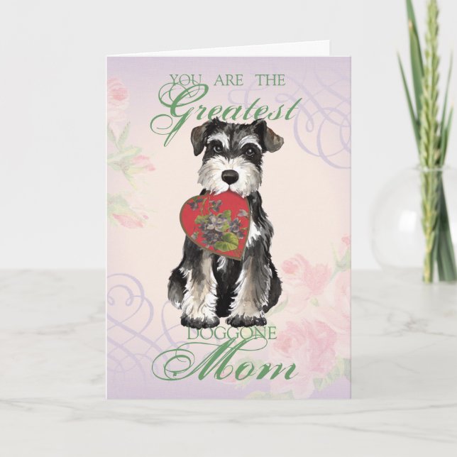 Miniature Schnauzer Heart Mom Card (Front)