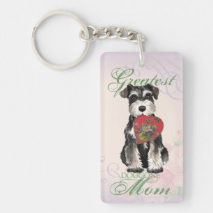 Miniature Schnauzer Heart Mom Keychain