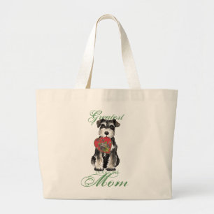 Miniature Schnauzer Heart Mom Large Tote Bag