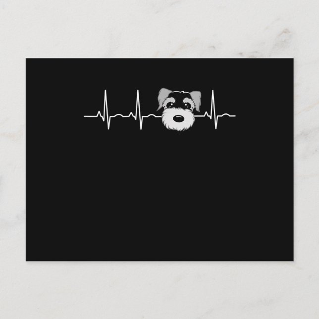 Miniature Schnauzer Heartbeat Mini Schnauzer Face Announcement Postcard (Front)