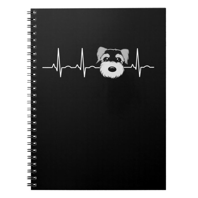 Miniature Schnauzer Heartbeat Mini Schnauzer Face Notebook (Front)