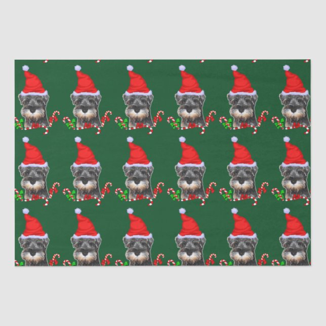 Miniature Schnauzer in Santa Hat Tissue Paper (Front)