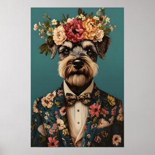 Miniature Schnauzer In Suit Poster, Miniature Poster