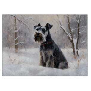 Miniature Schnauzer Let It Snow Christmas Cutting Board