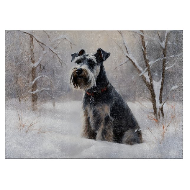 Miniature Schnauzer Let It Snow Christmas Cutting Board (Front)