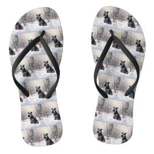 Miniature Schnauzer Let It Snow Christmas Flip Flops