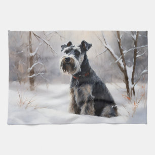 Miniature Schnauzer Let It Snow Christmas Kitchen Towel