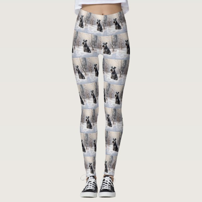 Miniature Schnauzer Let It Snow Christmas Leggings (Front)