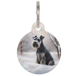 Miniature Schnauzer Let It Snow Christmas Pet Tag