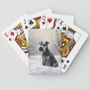 Miniature Schnauzer Let It Snow Christmas Playing Cards