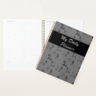 Miniature Schnauzer Line Art Pattern 001 Grey Planner