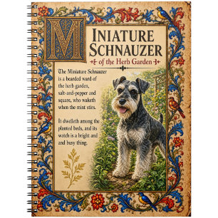 Miniature Schnauzer, Medieval Bestiary Art Notebook