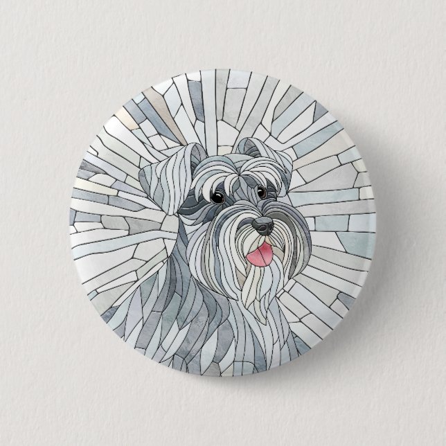 Miniature Schnauzer Mosaic art 2 Inch Round Button (Front)