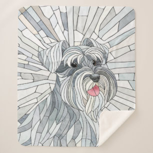 Miniature Schnauzer Mosaic art Sherpa Blanket