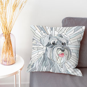 Miniature Schnauzer Mosaic art Throw Pillow