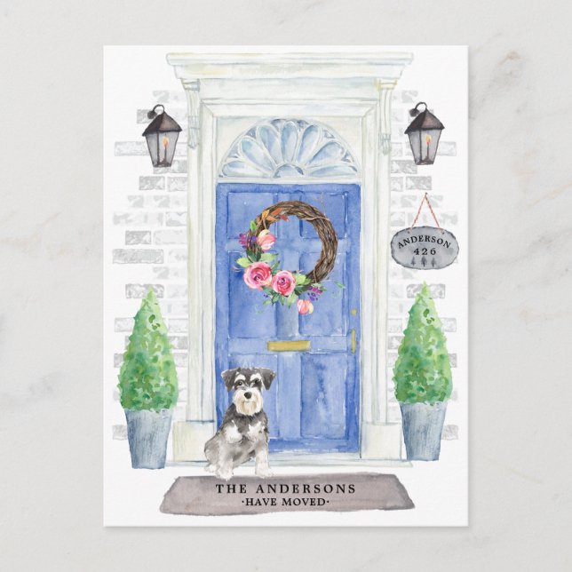 Miniature Schnauzer Moving Announcement Postcard (Front)