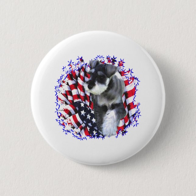 Miniature Schnauzer Patriot 2 Inch Round Button (Front)