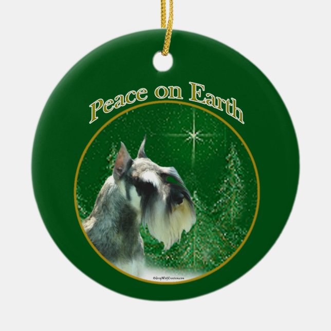 Miniature Schnauzer Peace Ceramic Ornament (Front)