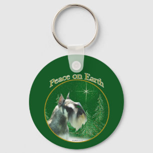 Miniature Schnauzer Peace Keychain