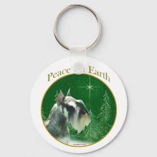 Miniature Schnauzer Peace Keychain