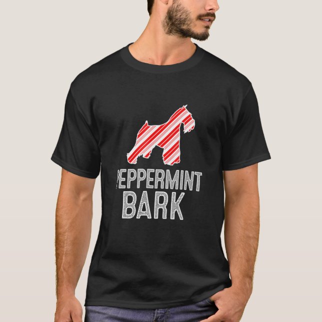 Miniature Schnauzer Peppermint Bark Christmas Dog T-Shirt (Front)