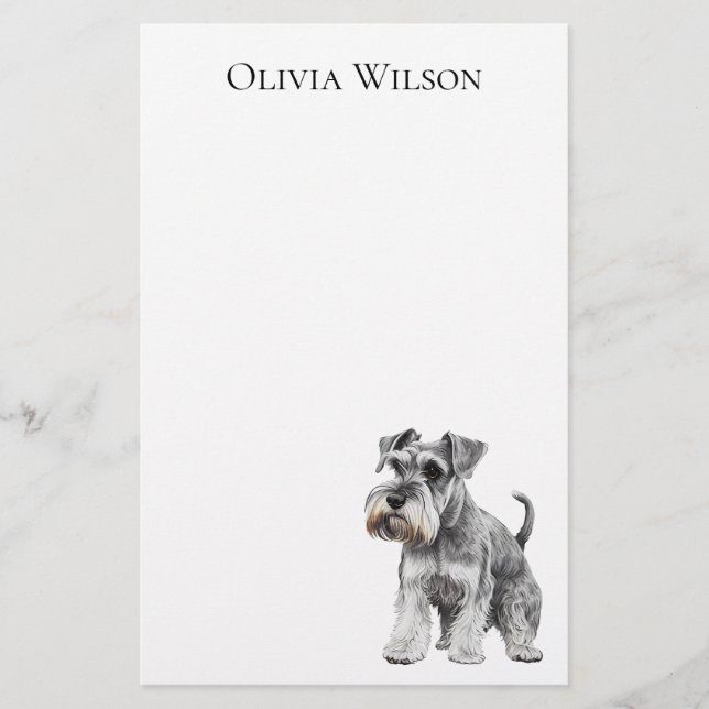 Miniature schnauzer personalized notepad stationery (Front)