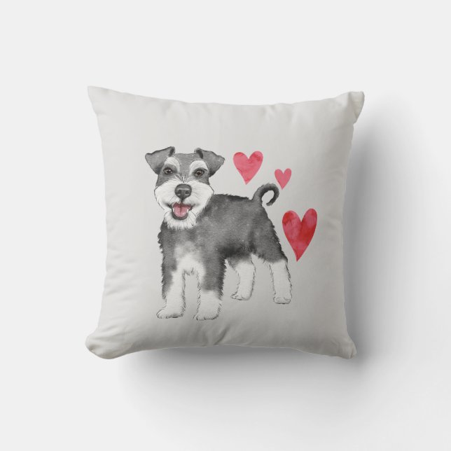 Miniature Schnauzer Personalized with Name Year Throw Pillow (Front)