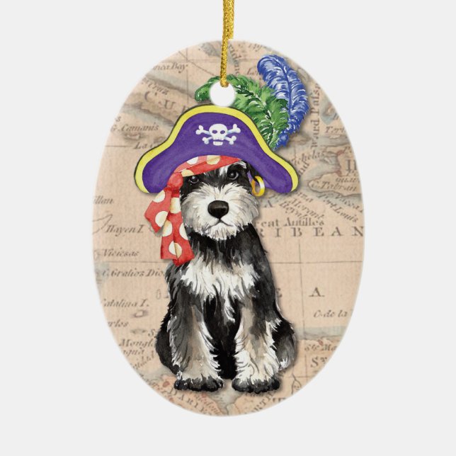 Miniature Schnauzer Pirate Ceramic Ornament (Front)
