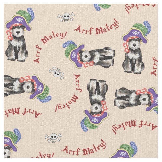 Miniature Schnauzer Pirate Fabric (Close Up)