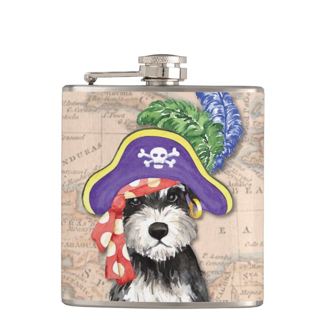Miniature Schnauzer Pirate Hip Flask (Front)