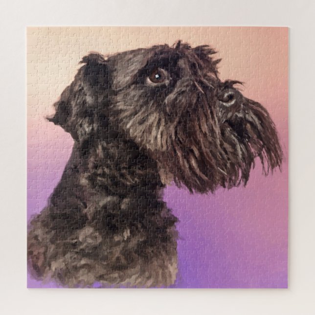 Miniature Schnauzer Portrait Gentle Pastel Jigsaw Puzzle (Vertical)