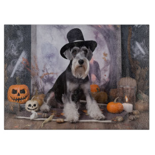 Miniature Schnauzer Pumpkins Halloween Scary Cutting Board