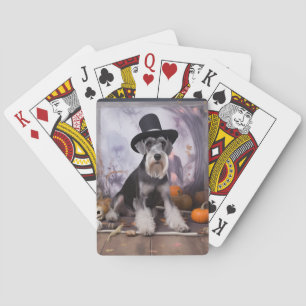 Miniature Schnauzer Pumpkins Halloween Scary  Playing Cards