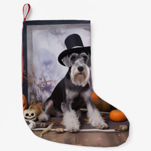 Miniature Schnauzer Pumpkins Halloween Scary  Small Christmas Stocking