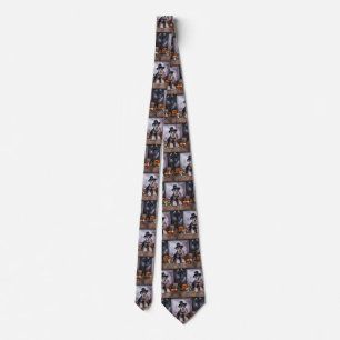 Miniature Schnauzer Pumpkins Halloween Scary  Tie
