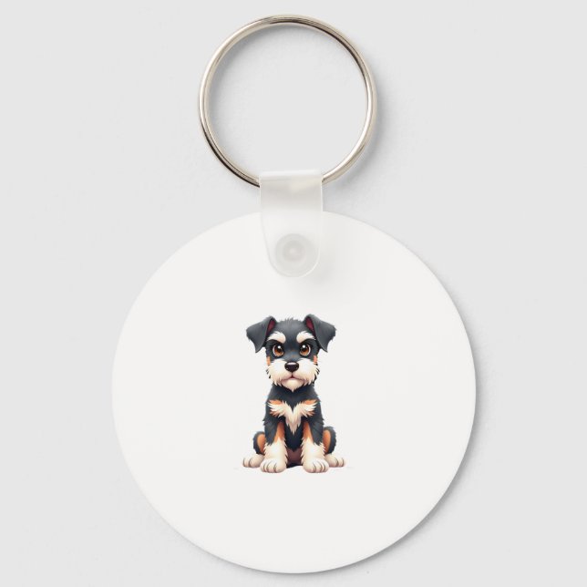 Miniature Schnauzer Puppy  (1) Keychain (Front)